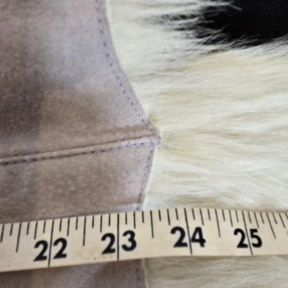 Wilson Leather Maxima Cream And Gray Jacket Suede with Faux Fur Festival